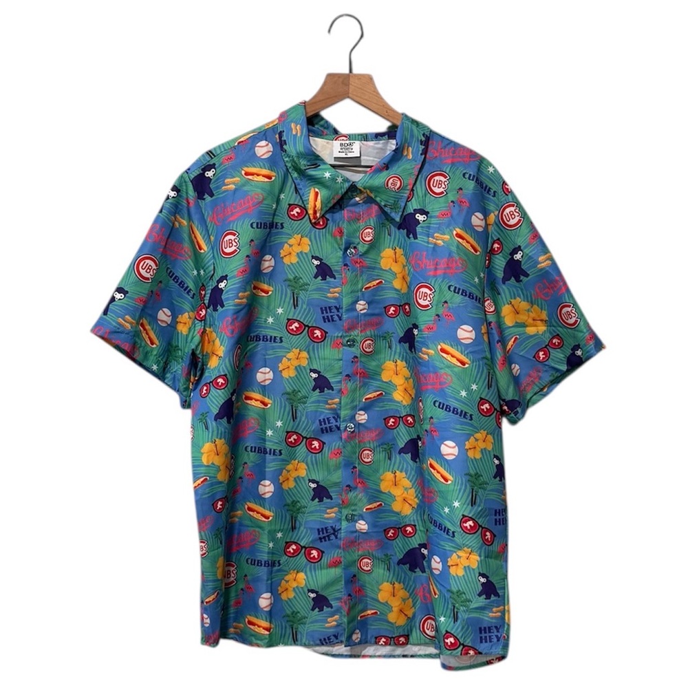 BD Sports Chicago Cubs Hawaiian Button Up Short Sleeve Shirt